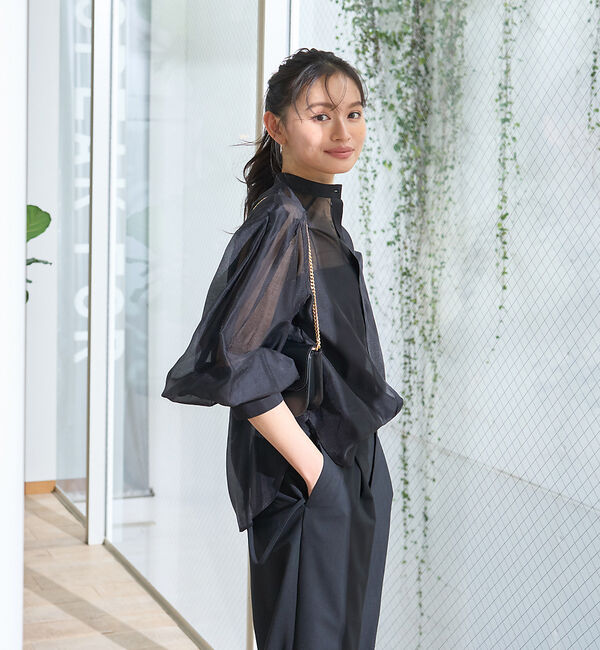 Rouge vif「タックボリューム袖シアーブラウス」|シャツ・ブラウス|