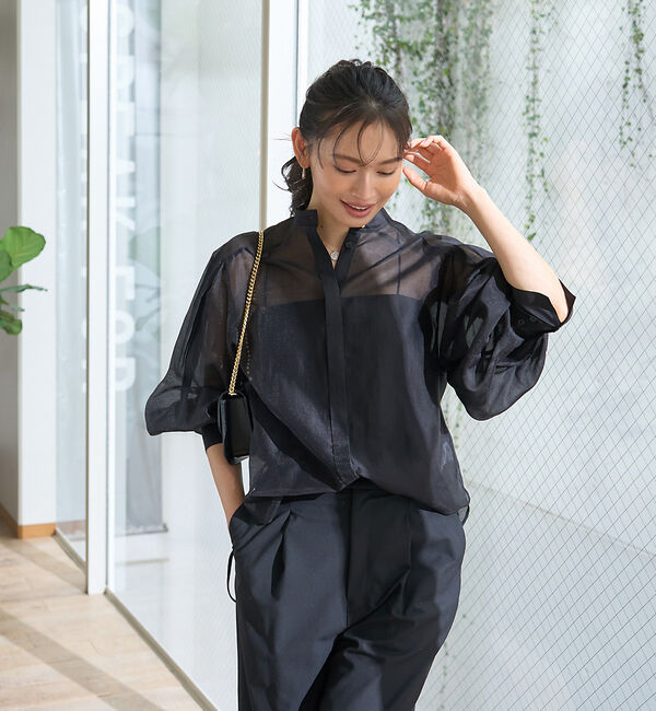 Rouge vif「タックボリューム袖シアーブラウス」|シャツ・ブラウス|