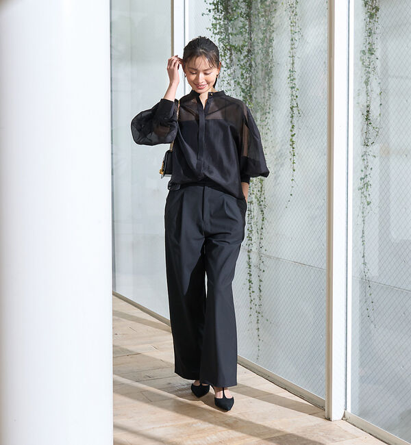 Rouge vif「タックボリューム袖シアーブラウス」|シャツ・ブラウス|