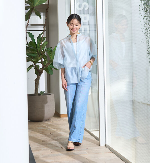 Rouge vif「タックボリューム袖シアーブラウス」|シャツ・ブラウス|