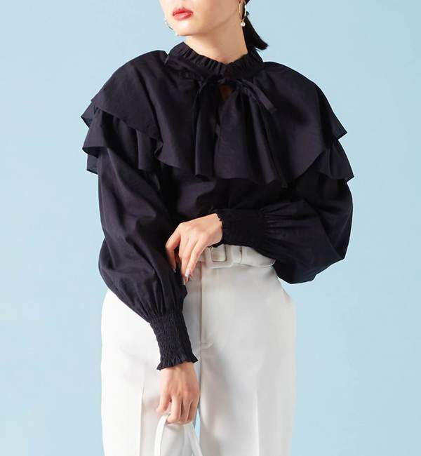 TIARA「2WAYフリルブラウス」|シャツ・ブラウス|ネイビー