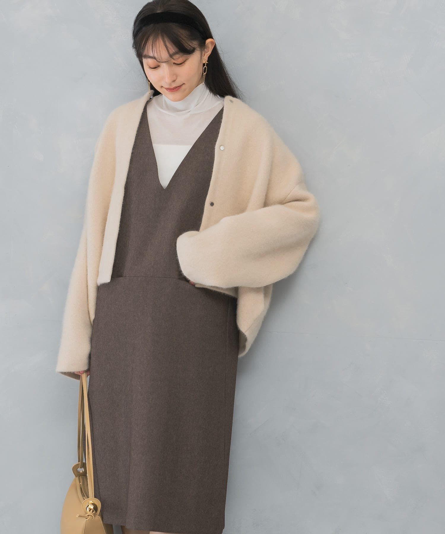 URBAN RESEARCH ROSSO「『UR TECH』ジャンパーワンピース」|ワンピース|モカ