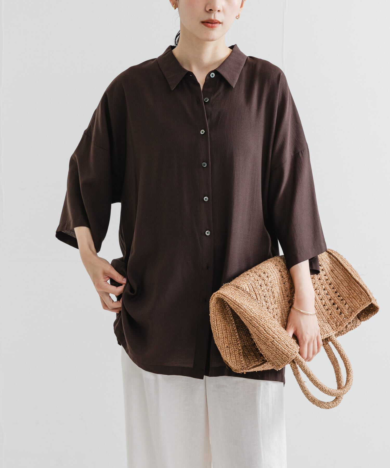 URBAN RESEARCH「ハーフスリーブシアーワイドシャツ」|シャツ・ブラウス|