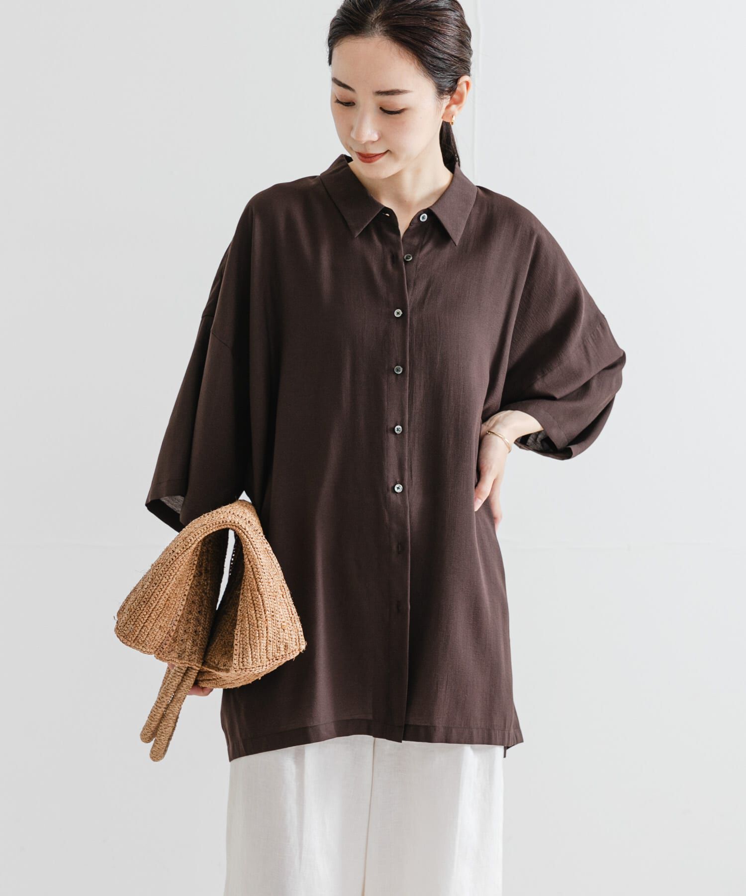 URBAN RESEARCH「ハーフスリーブシアーワイドシャツ」|シャツ・ブラウス|