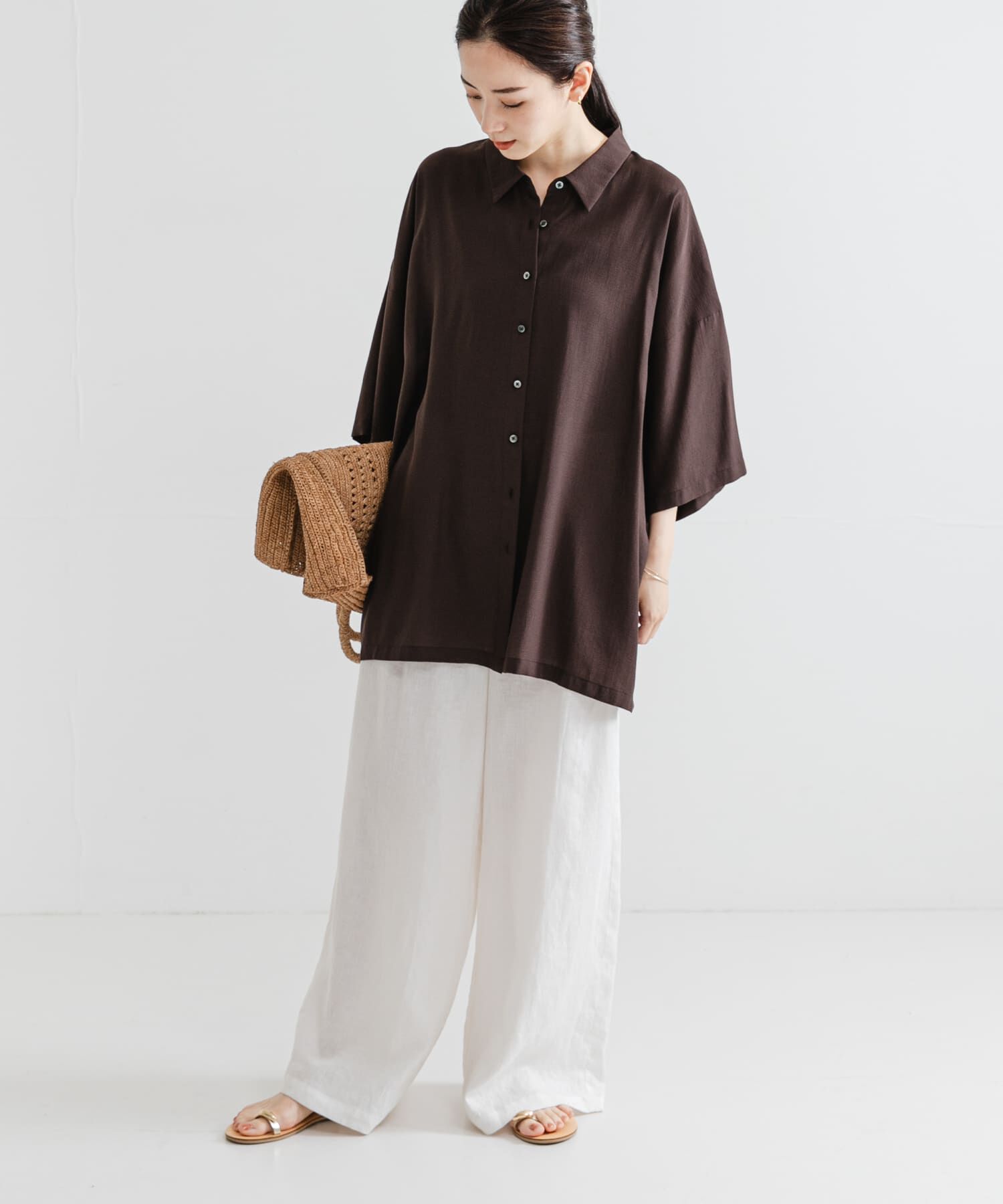 URBAN RESEARCH「ハーフスリーブシアーワイドシャツ」|シャツ・ブラウス|