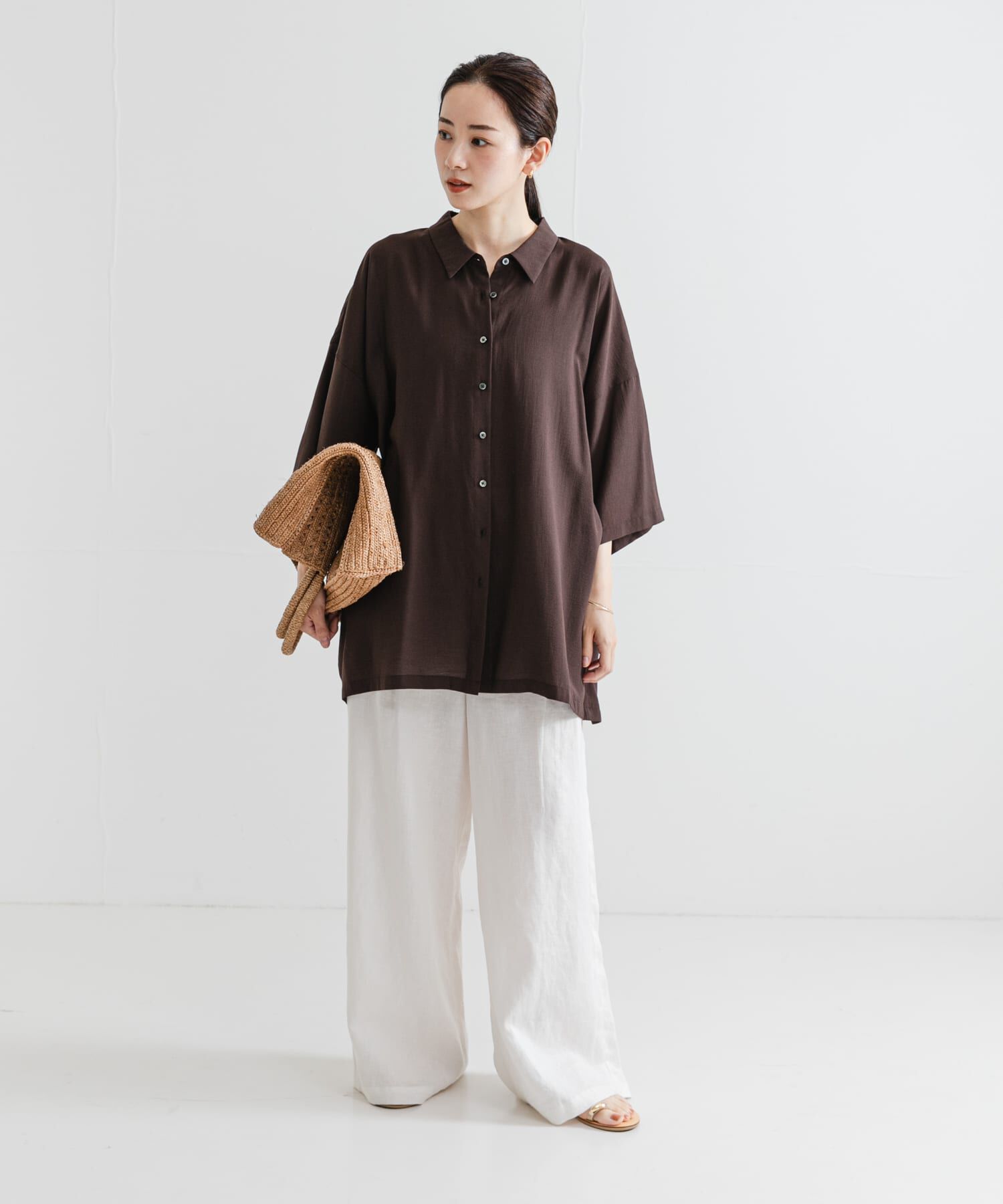 URBAN RESEARCH「ハーフスリーブシアーワイドシャツ」|シャツ・ブラウス|