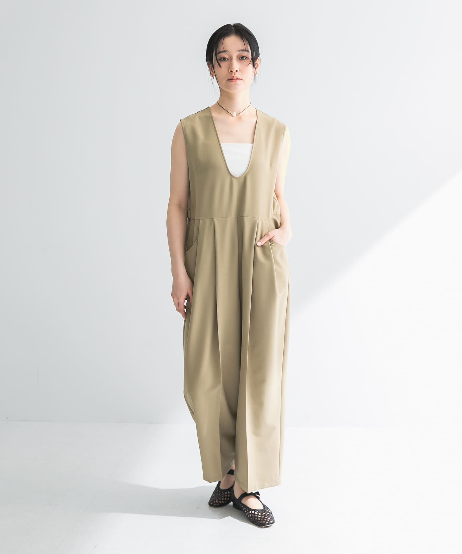 URBAN RESEARCH「Uネックタックオールインワン」|スカート|