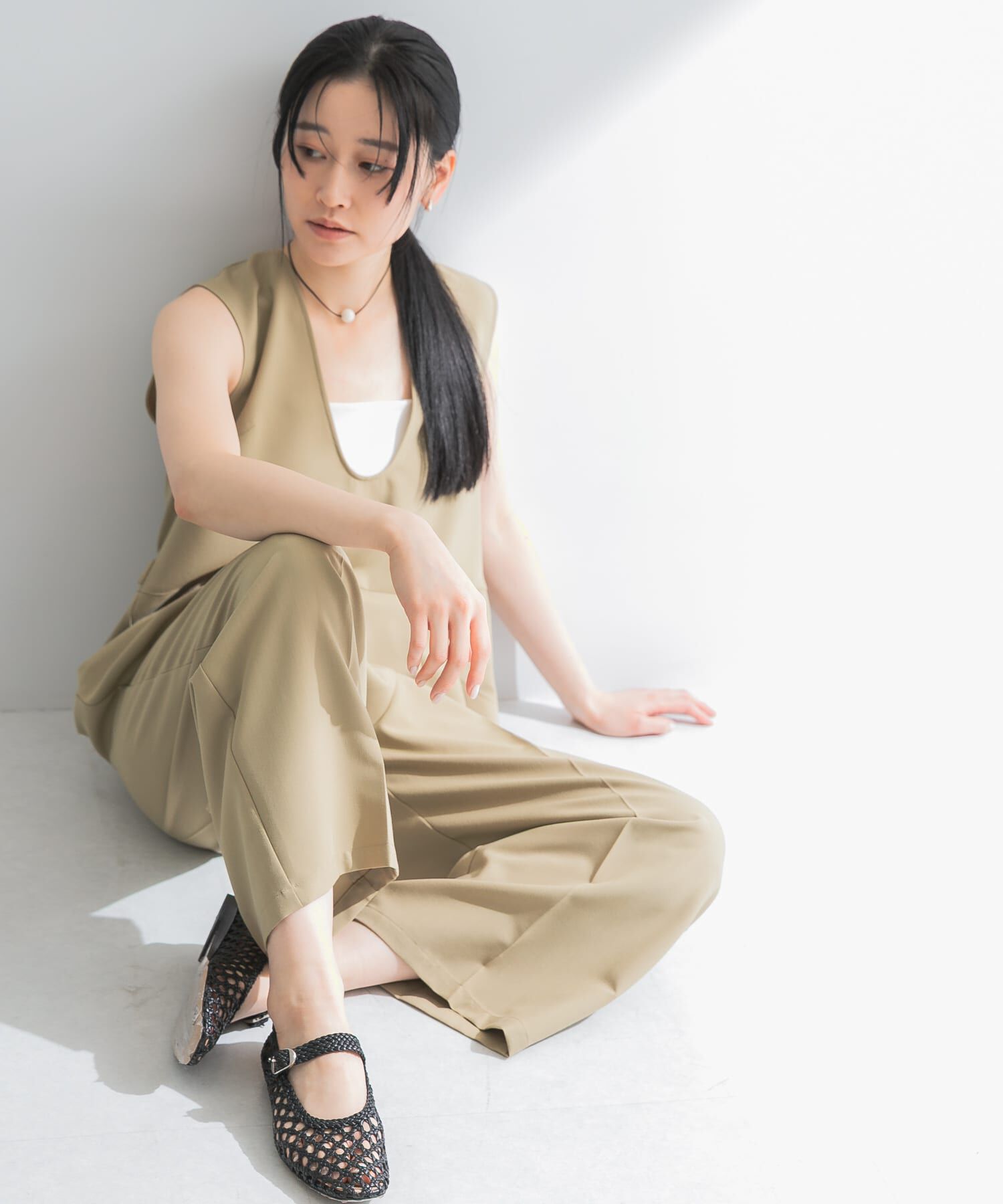 URBAN RESEARCH「Uネックタックオールインワン」|スカート|