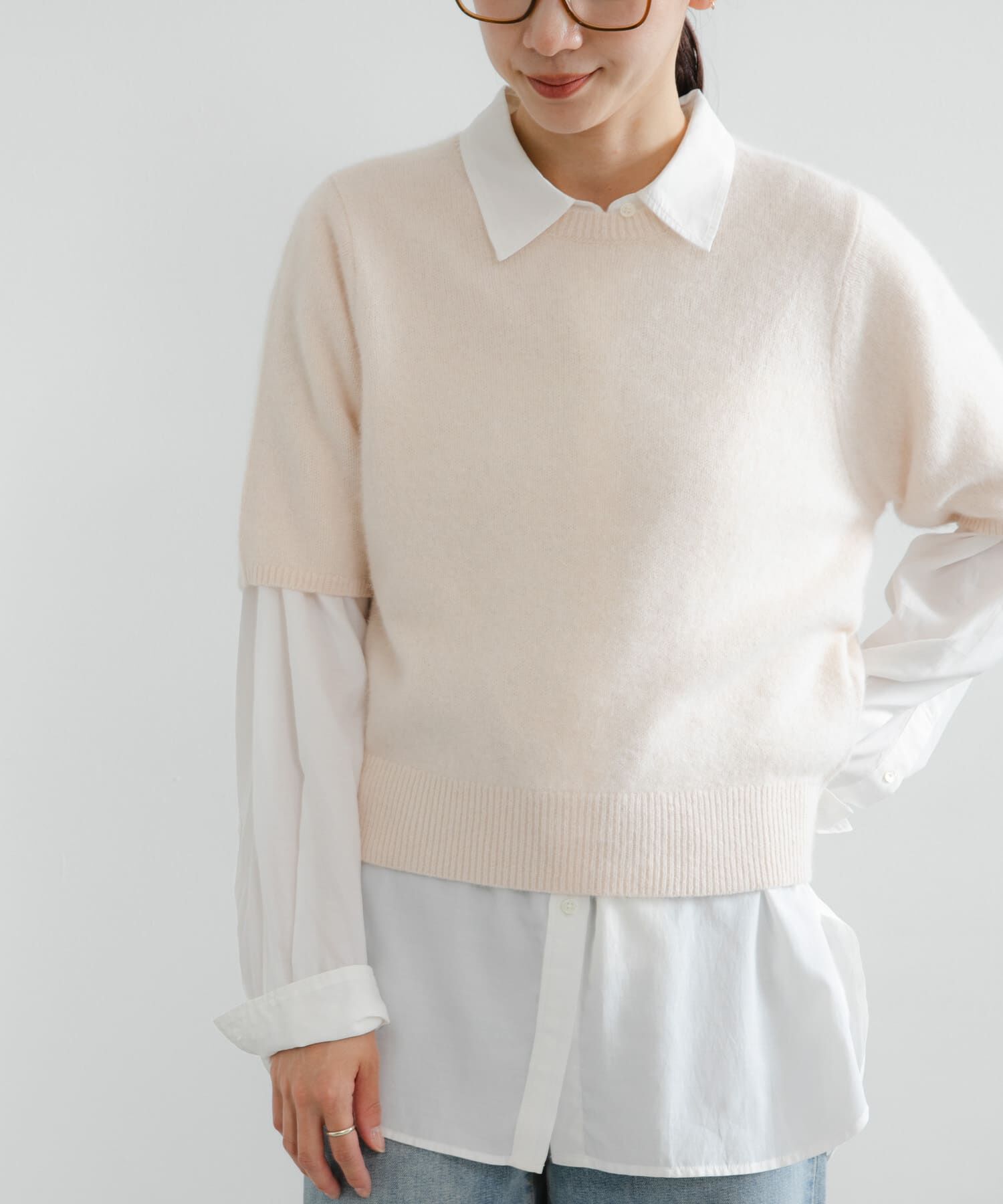 URBAN RESEARCH「FOX/CASHMEREハーフスリーブニット」|ニット・セーター|