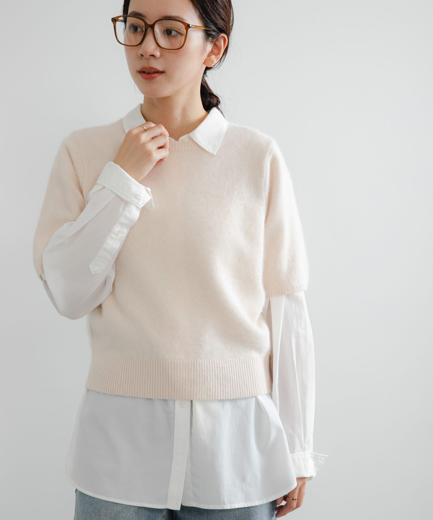 URBAN RESEARCH「FOX/CASHMEREハーフスリーブニット」|ニット・セーター|