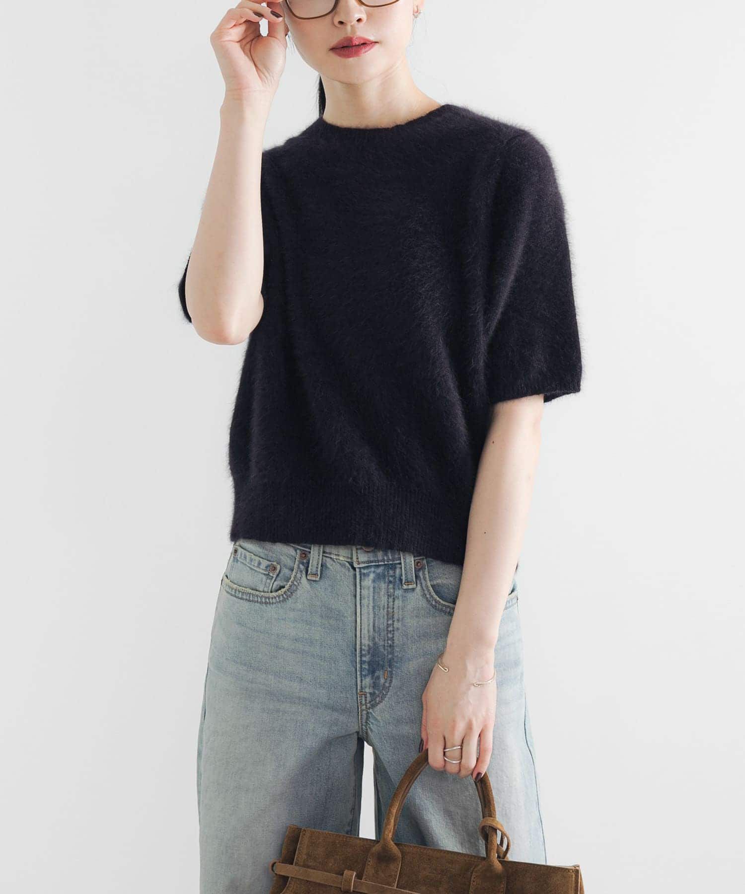 URBAN RESEARCH「FOX/CASHMEREハーフスリーブニット」|ニット・セーター|ネイビー