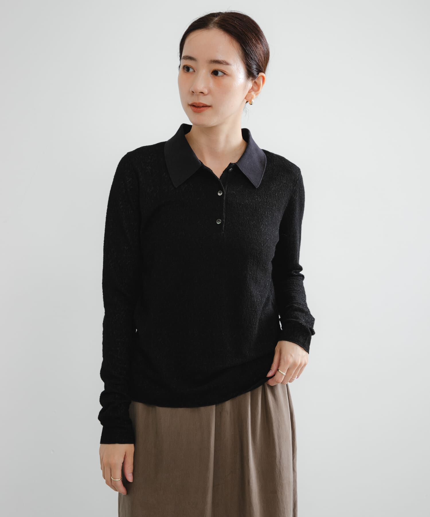 URBAN RESEARCH「ウールジャガードシャツカラートップス」|シャツ・ブラウス|ブラック