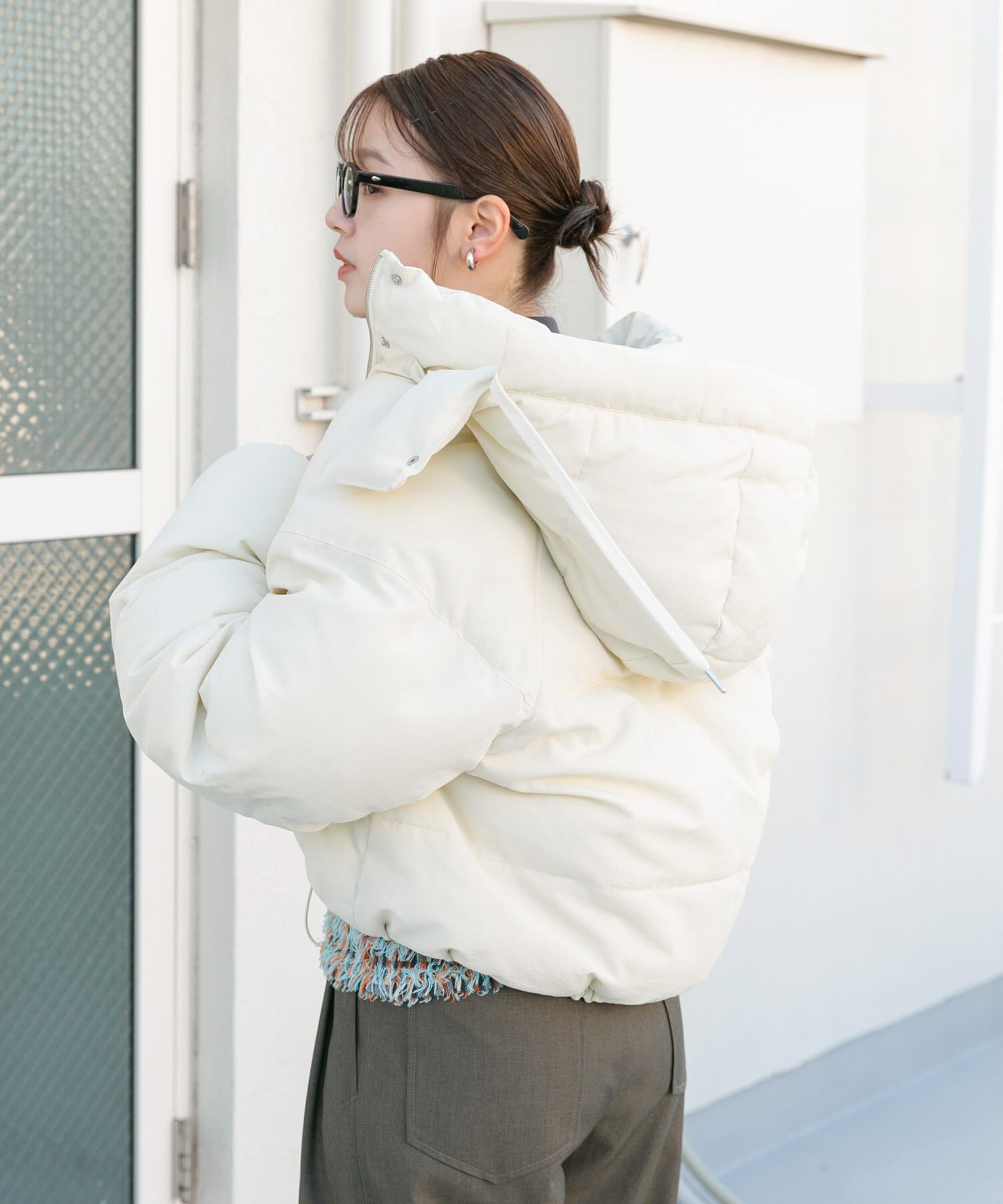  「ショート中綿フードジャケット」|ダウン|