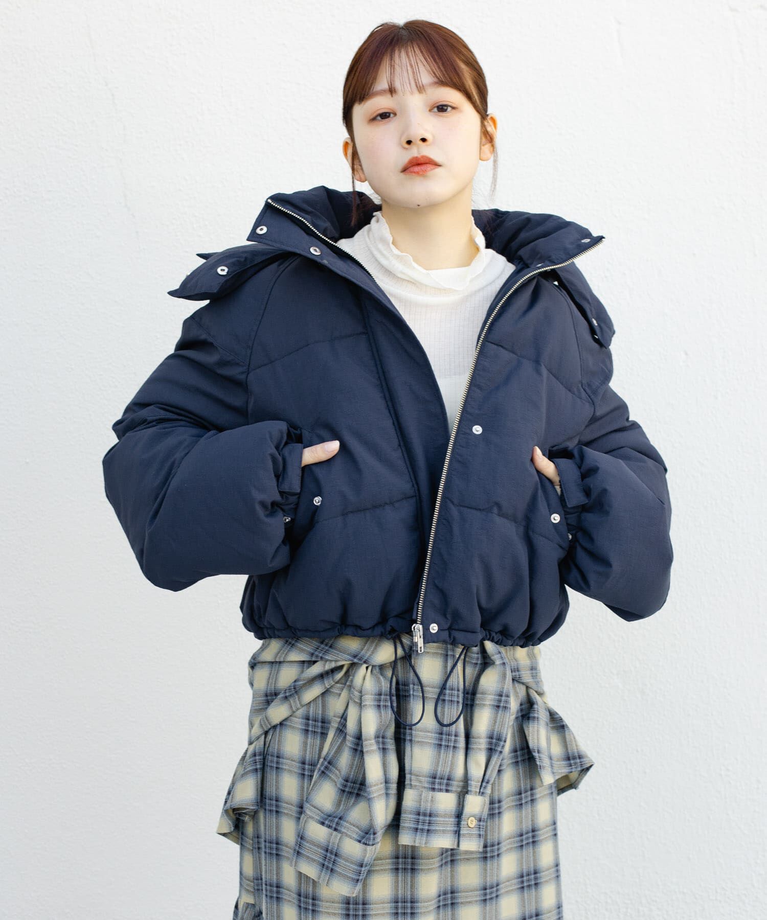  「ショート中綿フードジャケット」|ダウン|