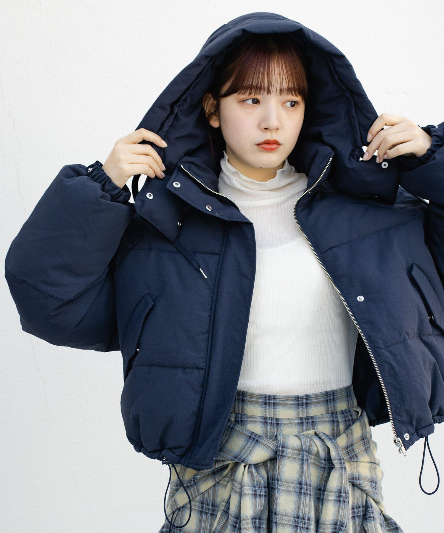  「ショート中綿フードジャケット」|ダウン|