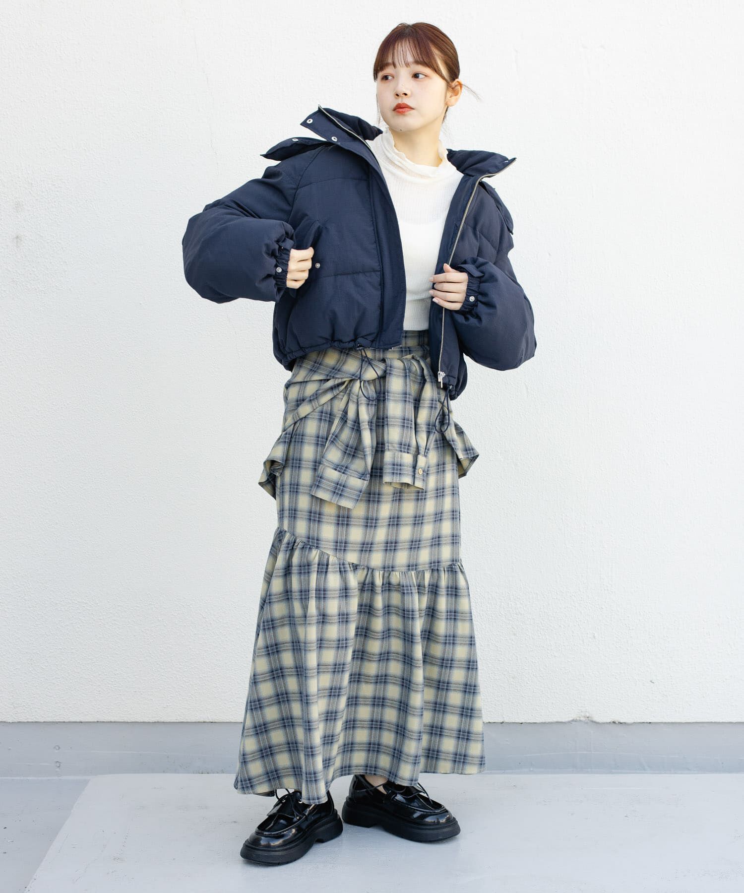  「ショート中綿フードジャケット」|ダウン|