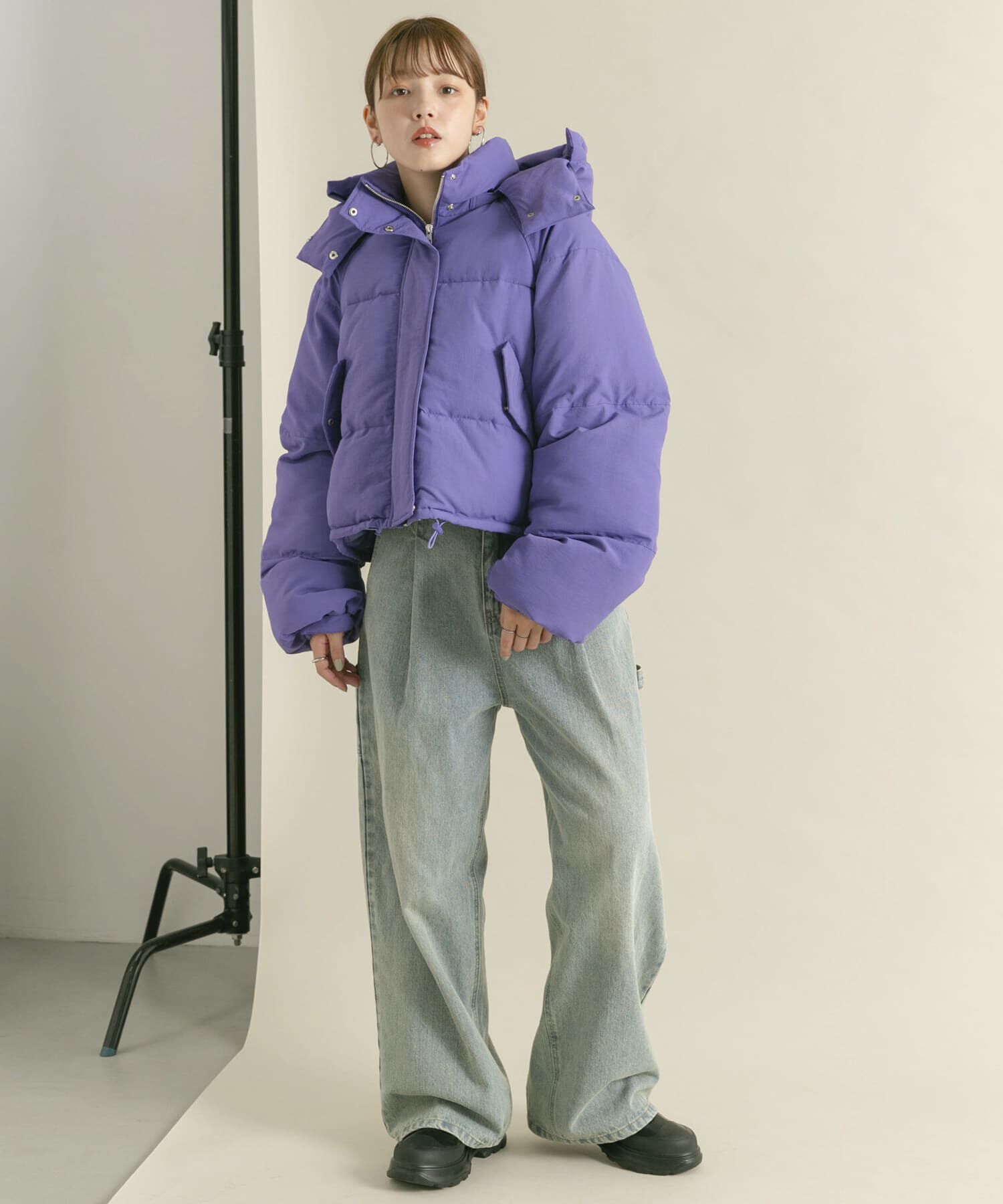  「ショート中綿フードジャケット」|ダウン|