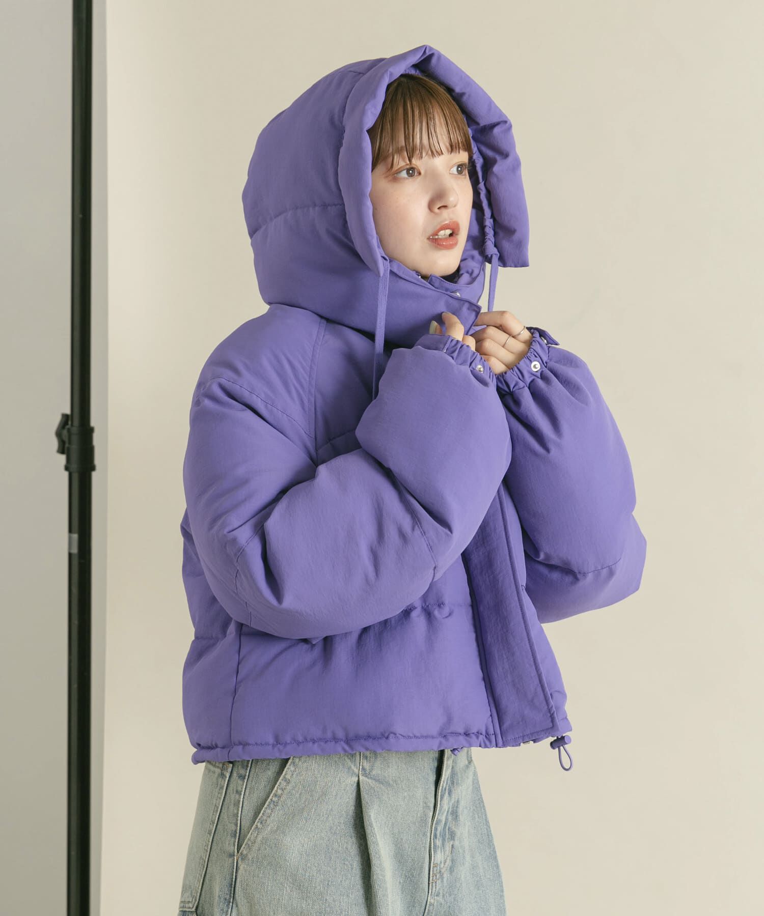  「ショート中綿フードジャケット」|ダウン|