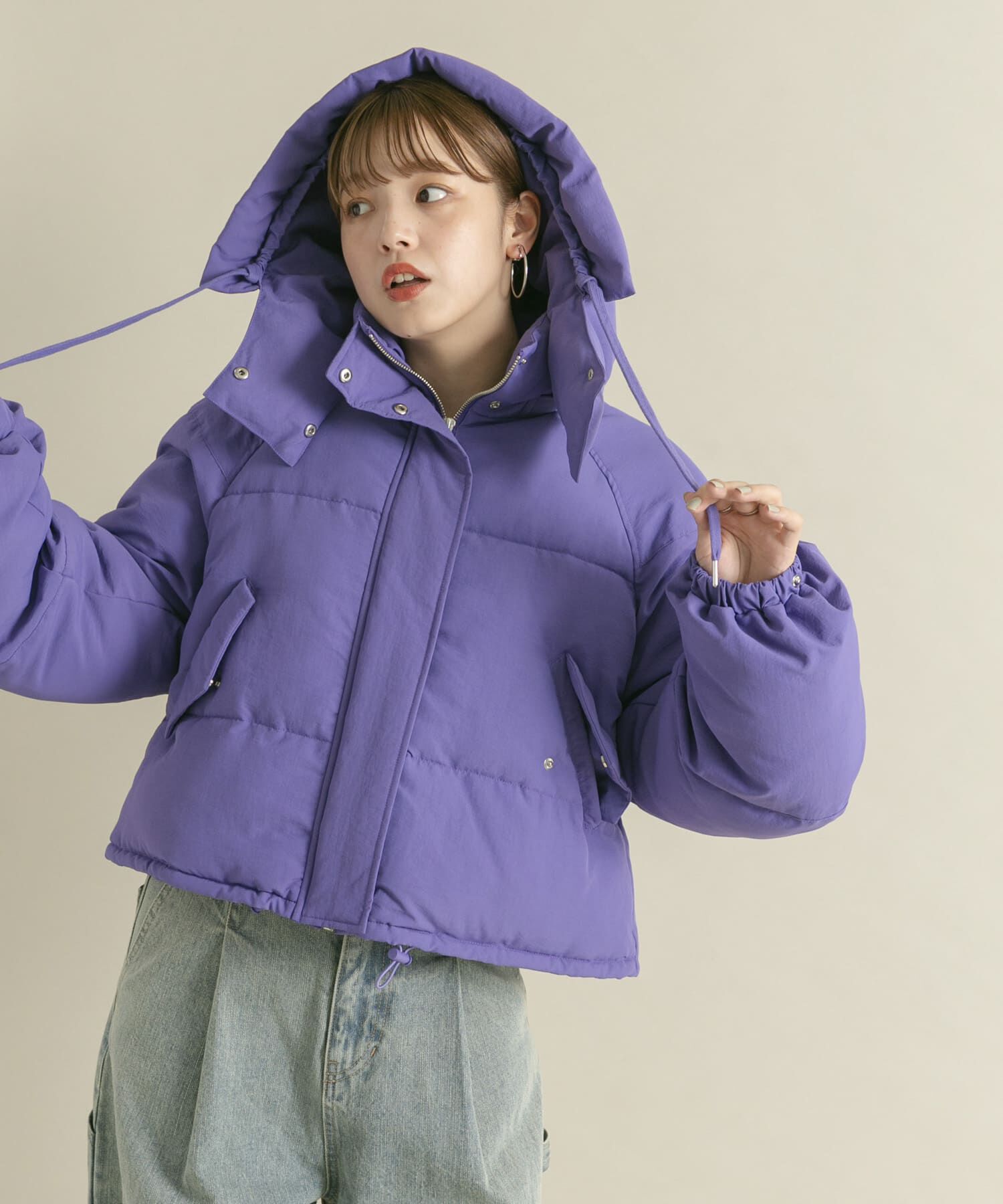  「ショート中綿フードジャケット」|ダウン|