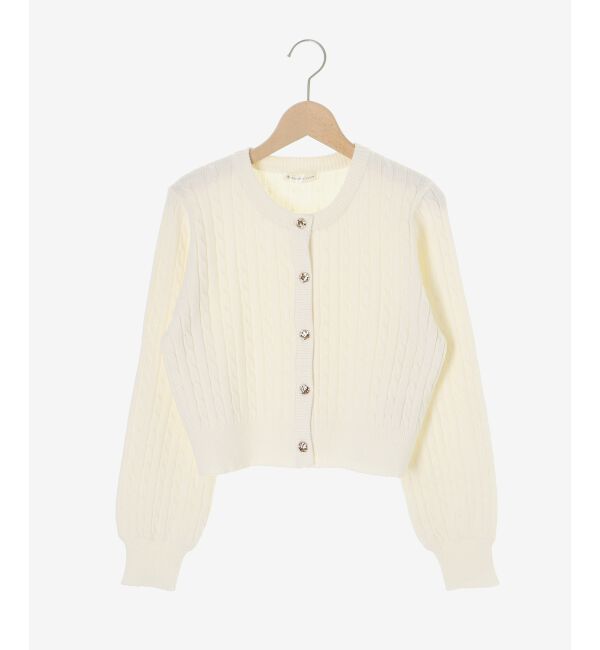  「ゴールドボタンケーブルニットカーデ」|カーディガン|