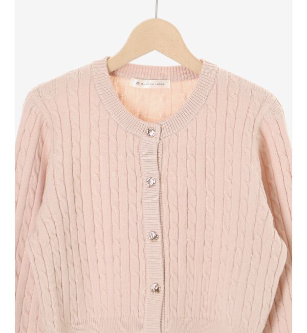  「ゴールドボタンケーブルニットカーデ」|カーディガン|