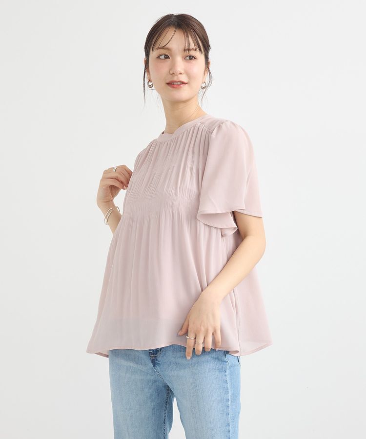 earth music&ecology「マジョリカプリーツ半袖ブラウス」|シャツ・ブラウス|