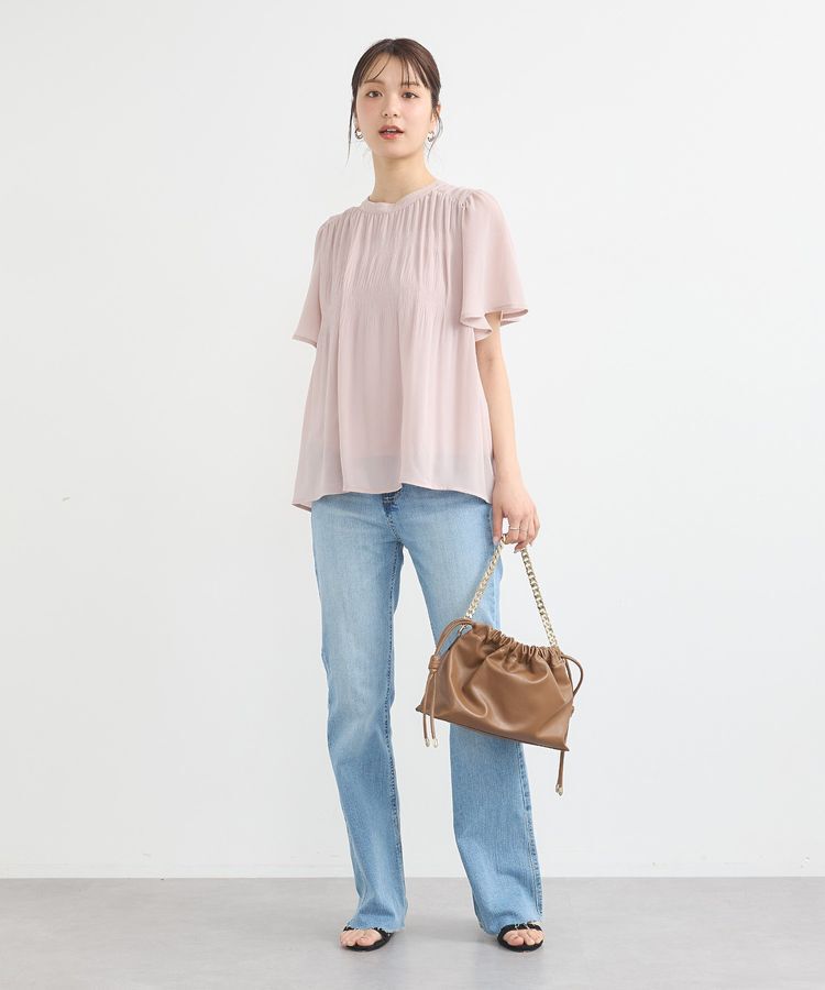 earth music&ecology「マジョリカプリーツ半袖ブラウス」|シャツ・ブラウス|