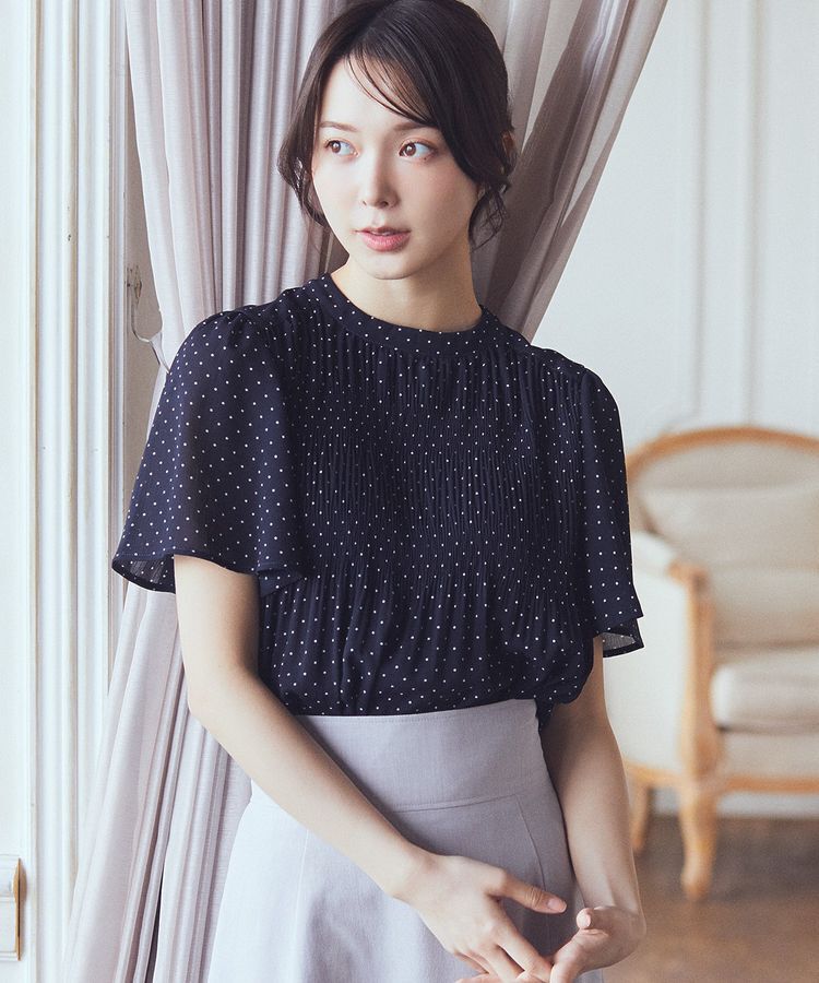 earth music&ecology「マジョリカプリーツ半袖ブラウス」|シャツ・ブラウス|