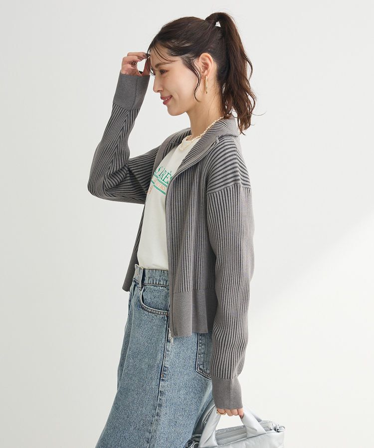 armonia「配色リブZipニットカーディガン」|カーディガン|