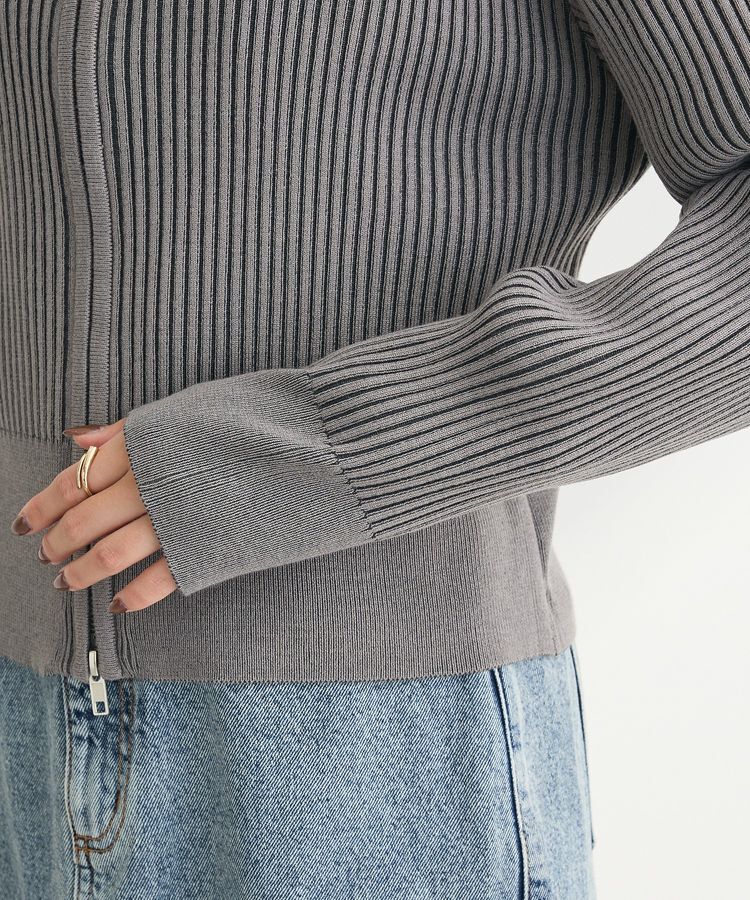 armonia「配色リブZipニットカーディガン」|カーディガン|