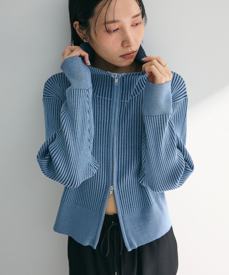 armonia「配色リブZipニットカーディガン」|カーディガン|