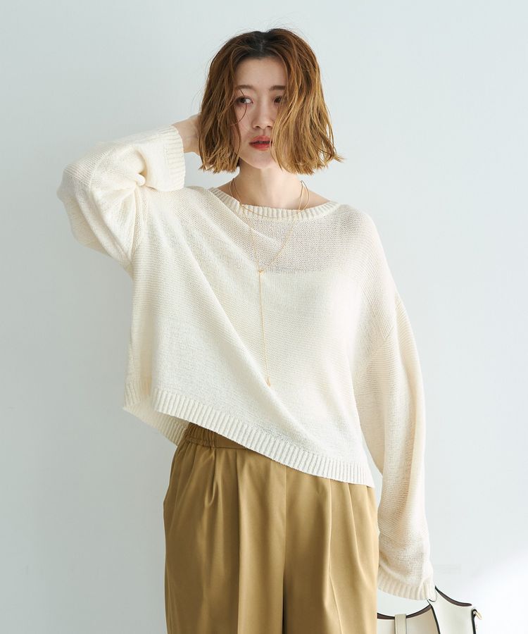 YECCA VECCA「テープヤーンルーズニットプルオーバー」|ニット・セーター|Ivory