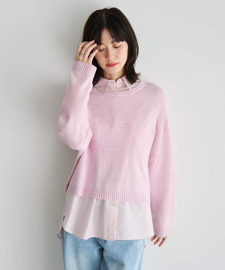 YECCA VECCA「テープヤーンルーズニットプルオーバー」|ニット・セーター|Pink