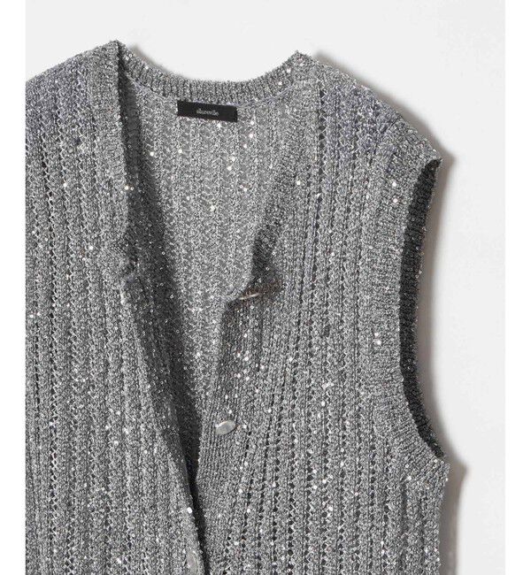 allureville「スパンコールメッシュプルオーバー」|ニット・セーター|