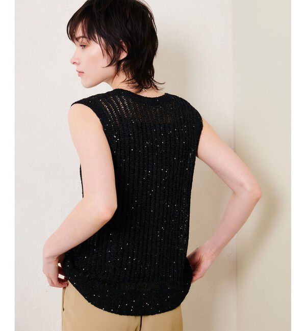 allureville「スパンコールメッシュプルオーバー」|ニット・セーター|