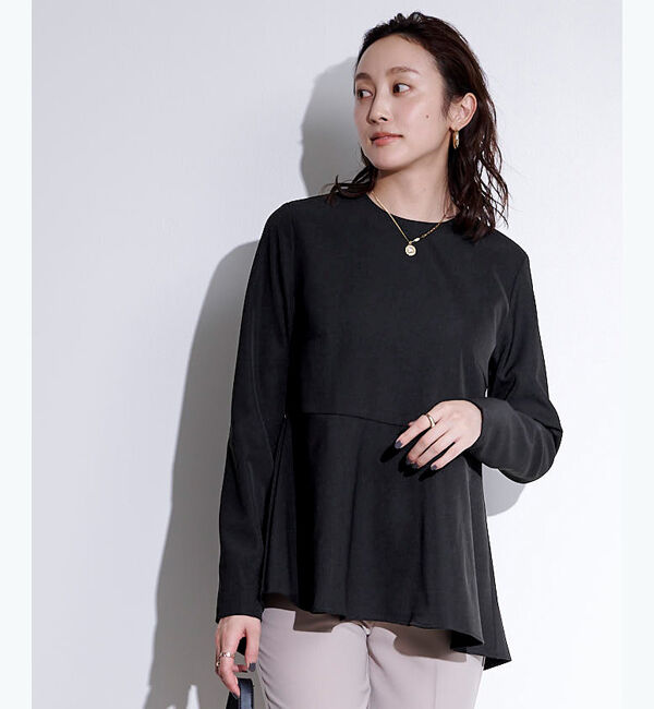 ur's「クルーネックペプラムプルオーバー」|Tシャツ・カットソー|ブラック