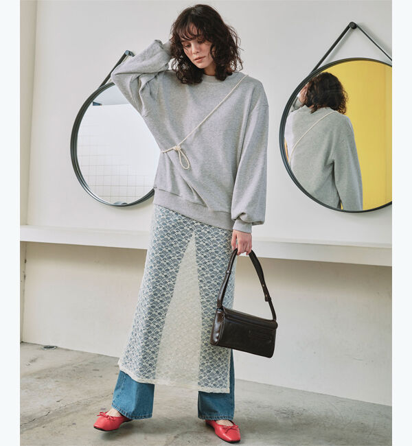 titivate「クルーネックルーズスウェットプルオーバー」|スウェット・ジャージ|無地/グレー