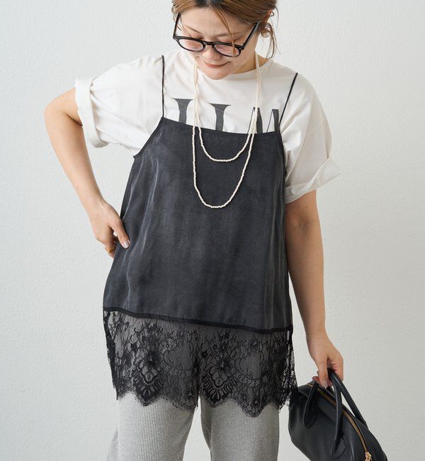  「【＠noricorico102考案】サテン&times;レース レイヤードキャミソール」|プルオーバー|
