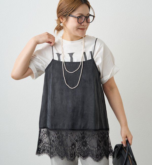  「【＠noricorico102考案】サテン&times;レース レイヤードキャミソール」|プルオーバー|