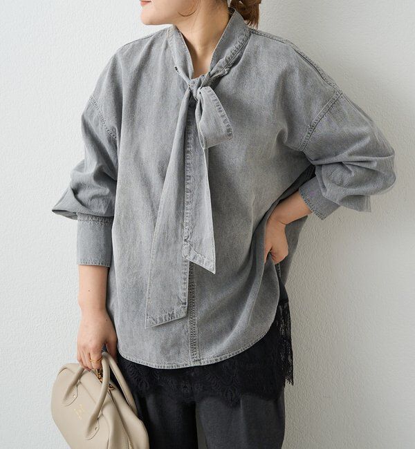  「デニムリボンタイブラウス」|プルオーバー|