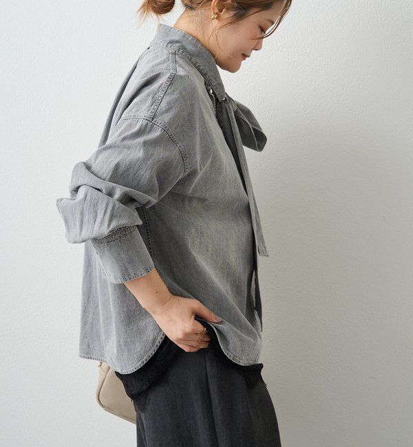  「デニムリボンタイブラウス」|プルオーバー|