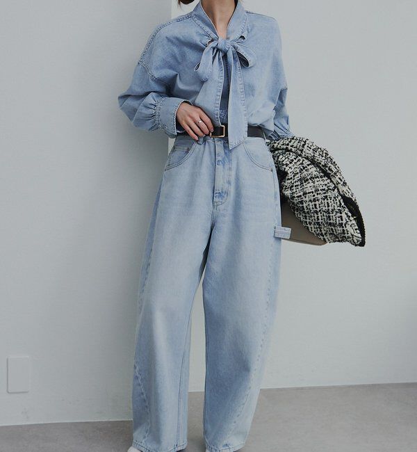  「デニムリボンタイブラウス」|プルオーバー|