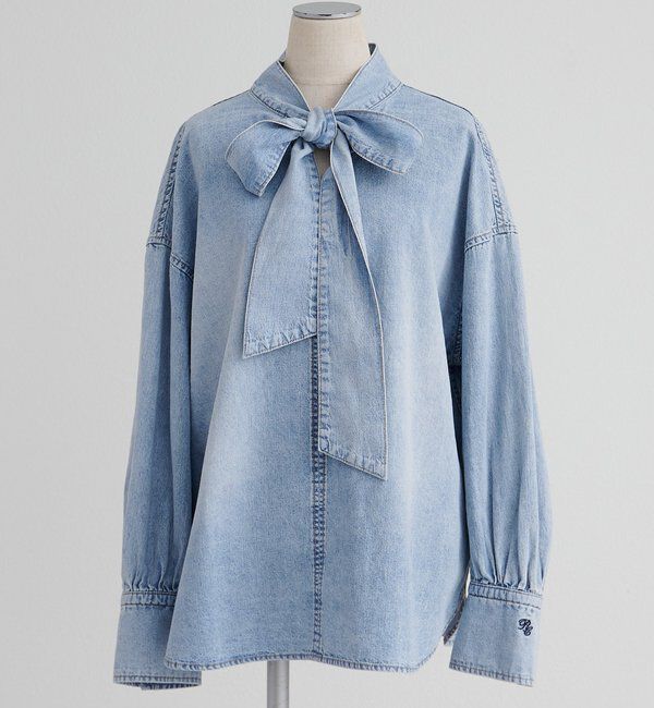  「デニムリボンタイブラウス」|プルオーバー|