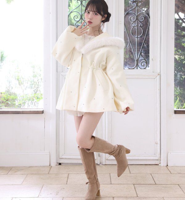 フードフェイクファービジューミドルコート｜ルミネのファッション通販