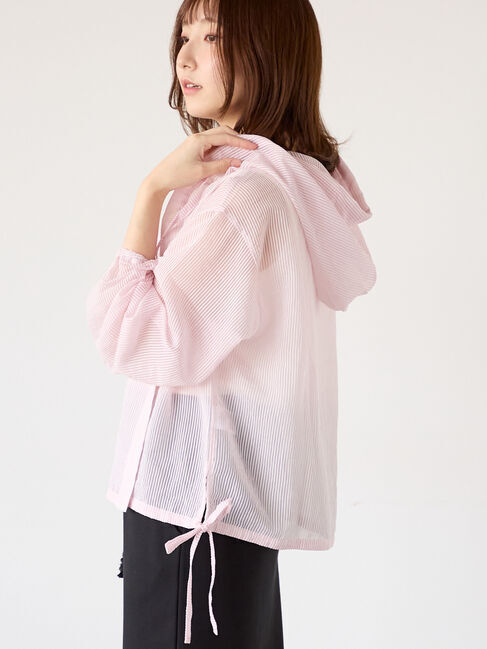 Te chichi TERRASSE「シアーストライプシャツフーディ」|シャツ・ブラウス|ピンク