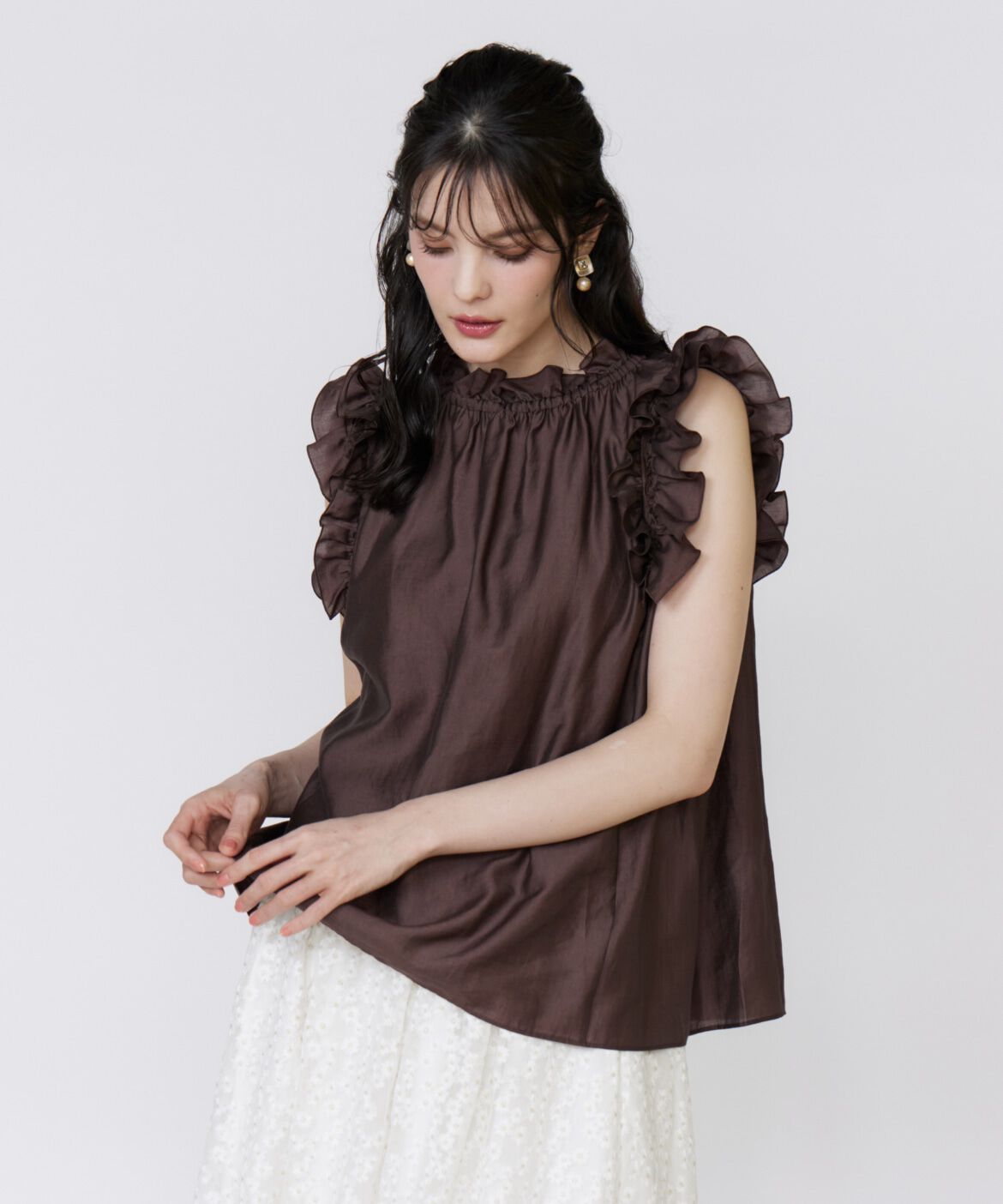 Maglie le cassetto「シャイニーフリルブラウス」|シャツ・ブラウス|