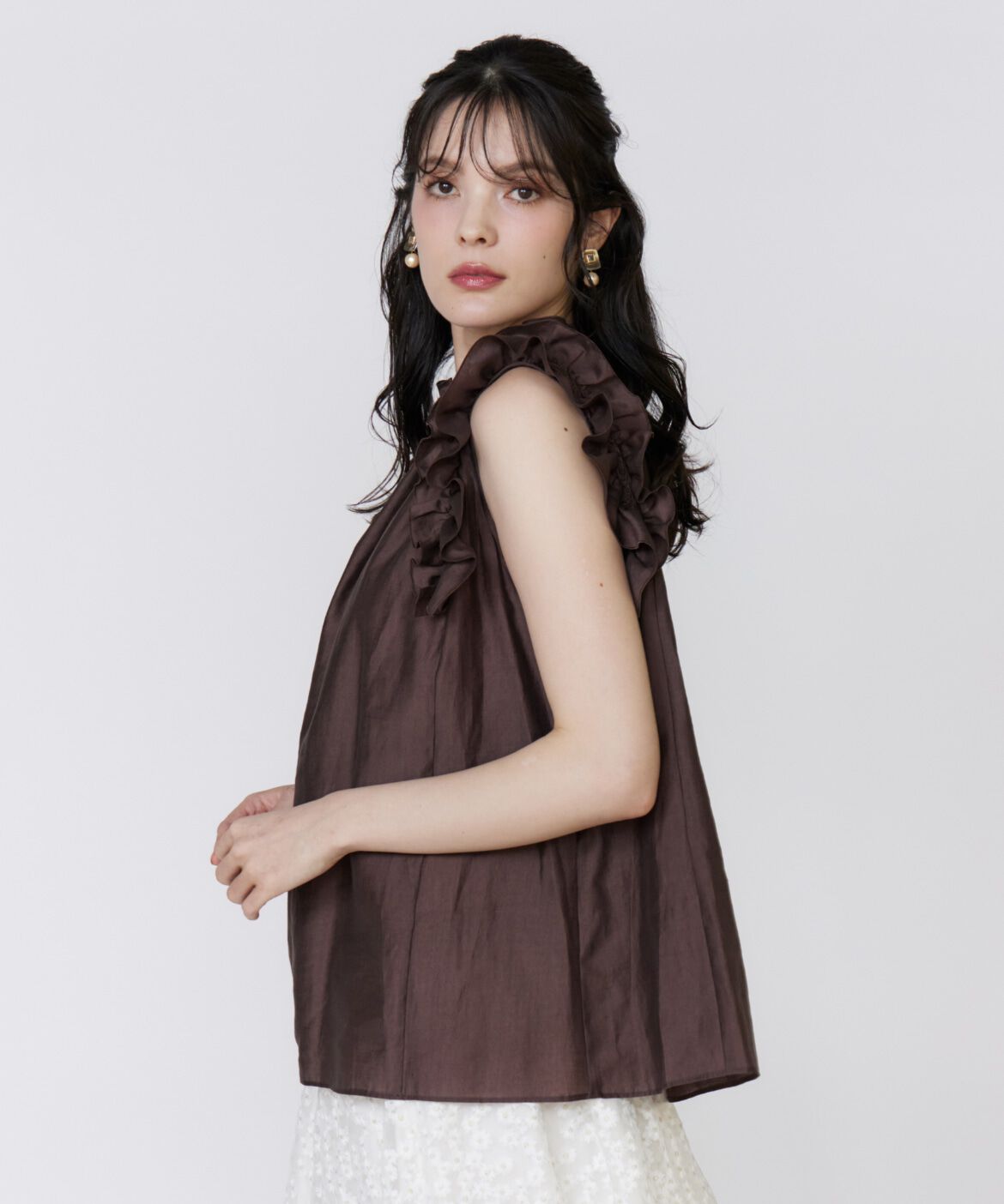 Maglie le cassetto「シャイニーフリルブラウス」|シャツ・ブラウス|