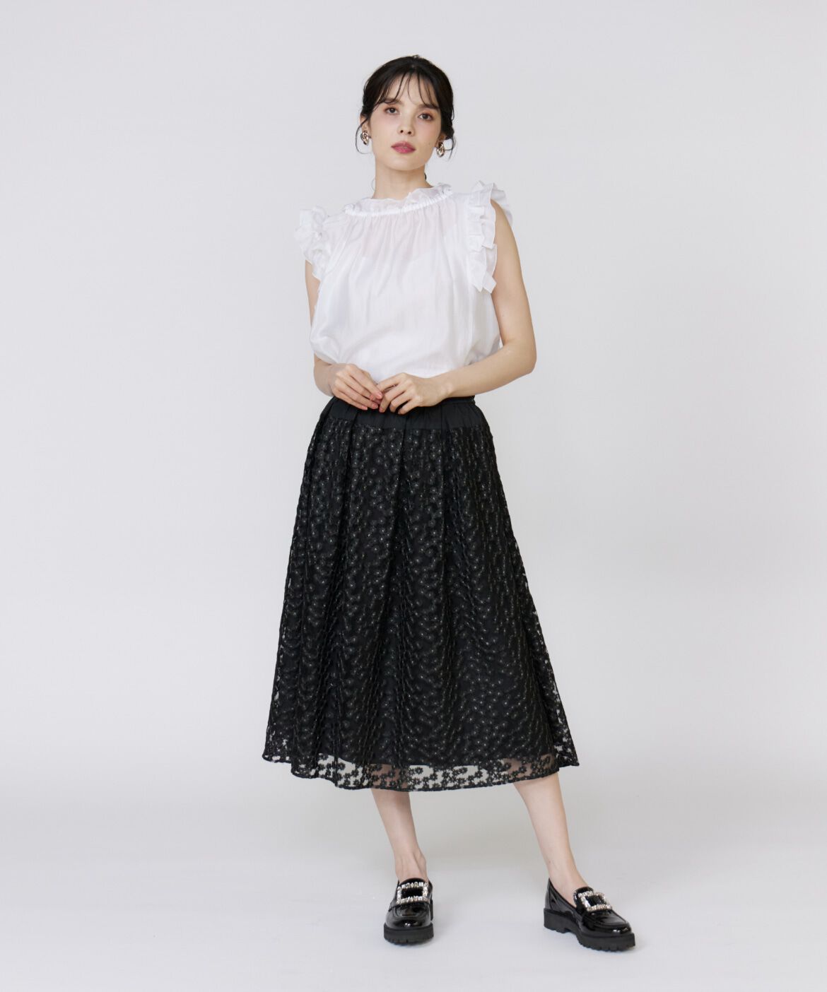 Maglie le cassetto「シャイニーフリルブラウス」|シャツ・ブラウス|