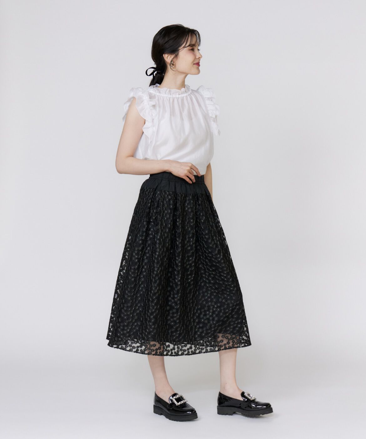 Maglie le cassetto「シャイニーフリルブラウス」|シャツ・ブラウス|