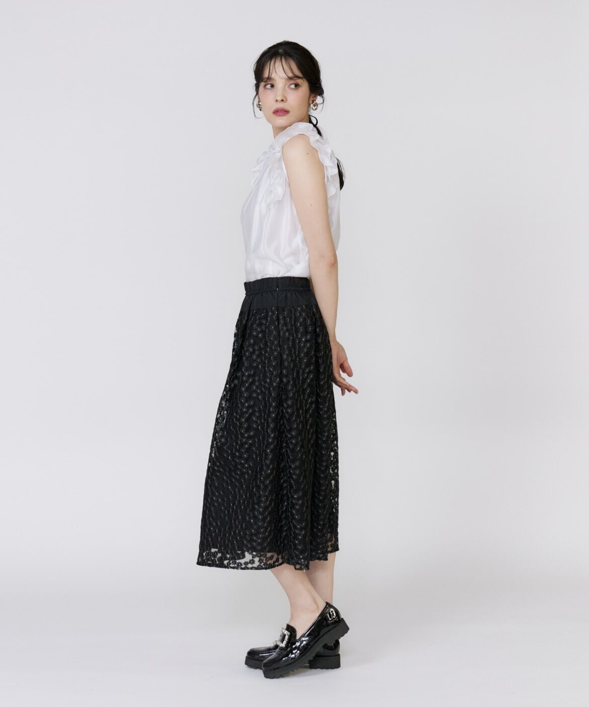 Maglie le cassetto「シャイニーフリルブラウス」|シャツ・ブラウス|